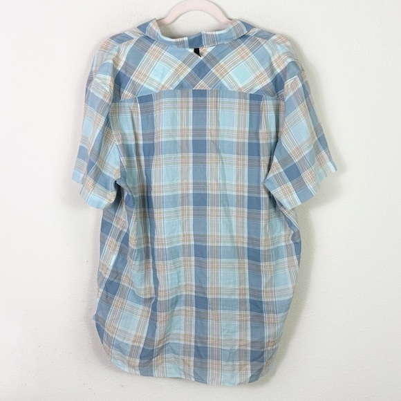 Rag & Bone Blue Beige Gus Button Down Shirt Short Sleeve size Large - Picture 8 of 11